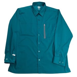 Dickies Be Cool Tech Perfomance Teal Long Sleeve Button Down Shirt SZ XL